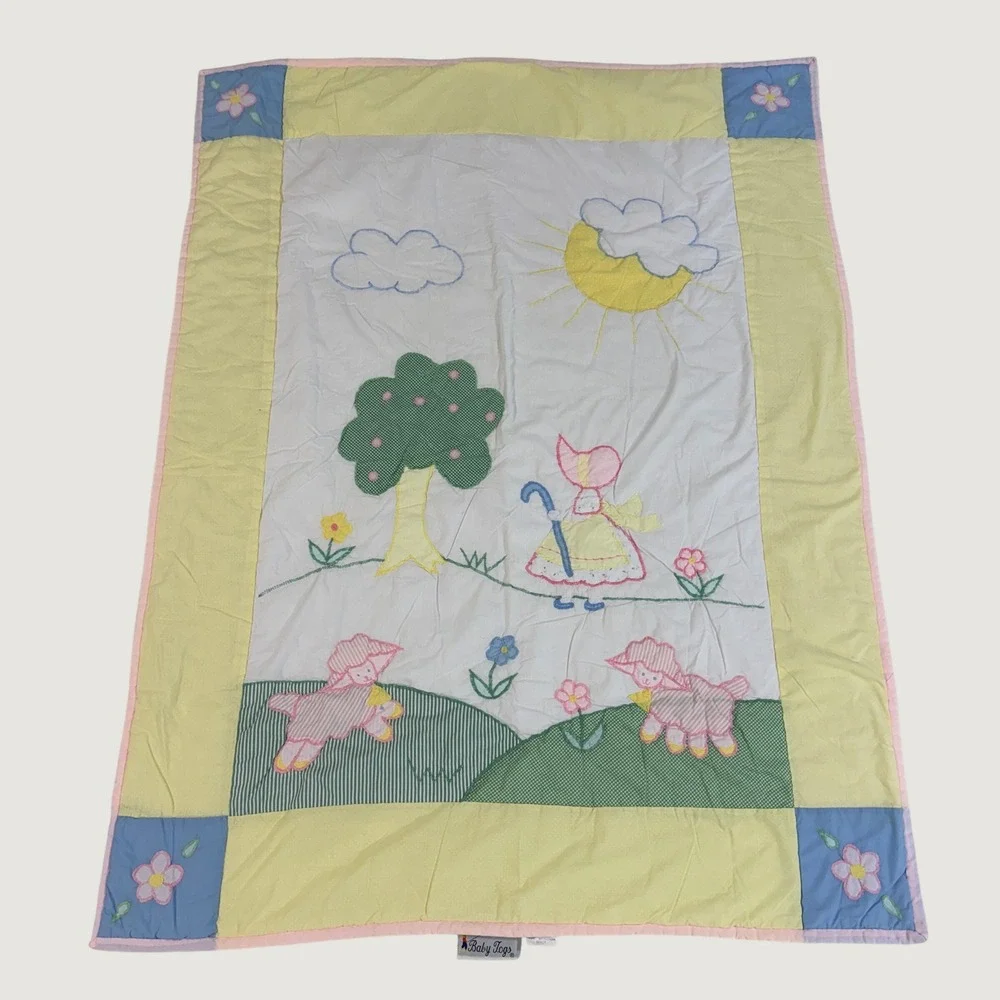 Baby Togs Vintage Bo Peep Sheep Nursery Quilt Blanket Pastel Applique 35x45